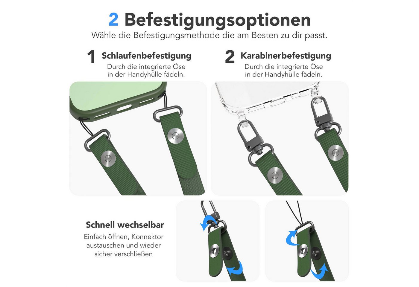 EAZY CASE Schulterriemen Handykette magnetisch Universal für alle Modelle Handykette mit Magnetverschluss und flexibler Länge, modern in Grün Bild 4