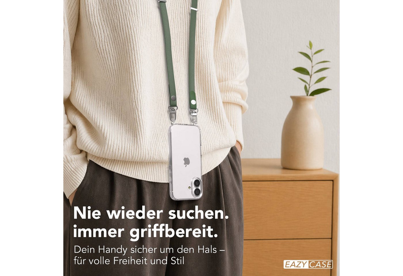 EAZY CASE Schulterriemen Handykette magnetisch Universal für alle Modelle Handykette mit Magnetverschluss und flexibler Länge, modern in Grün Bild 5