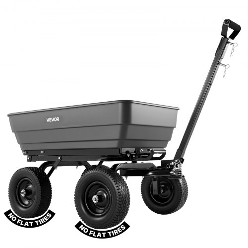 VEVOR Gartenwagen mit Kippfunktion 544 kg Kippwagen Bollerwagen Dumper, 0,2 m³ Nutzinhalt 2-in-1-Verstellbarer Griff 90°-Schnellkippmechanismus 180°-Schwenkrädern für Pflanzen Erde Erntegut