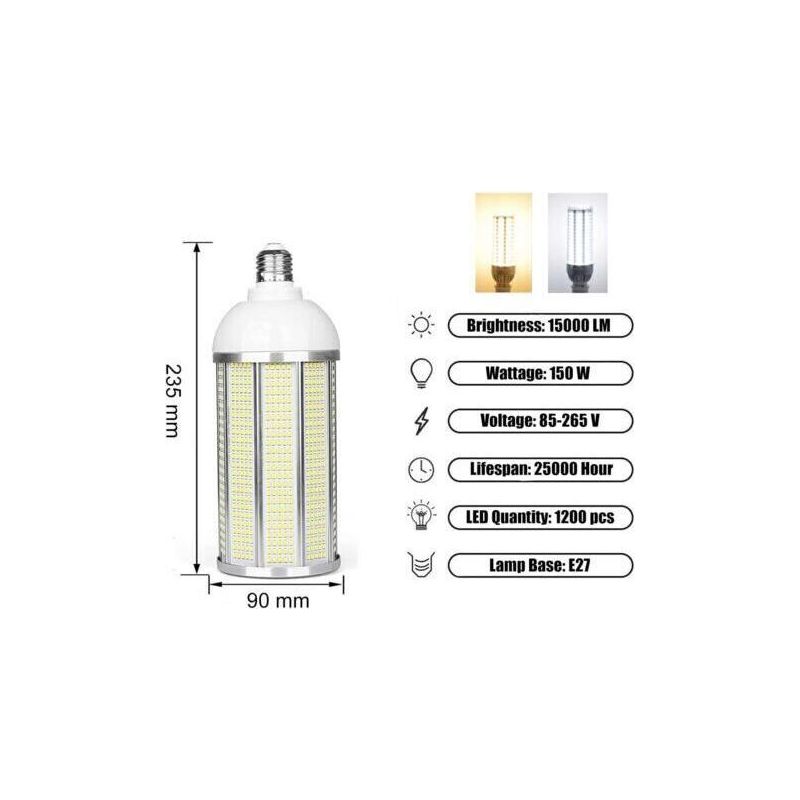 E27 Led-lampe, 150 W Led-maiskolbenlampe E27/e40 (entspricht 800 W Glühlampe), 15.000 Lumen Ultrahell, 3000 K Warmweiß, Für Lagerhalle, Werkstatt, Garage (warmweiß – 3000 K, 150 W) [klasse