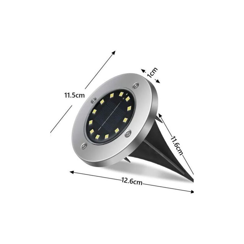 Solar-außenleuchte - 8 Led-strahler - Ip65 Wasserdicht - Edelstahlgehäuse - Einbauversion [8 Leds - Weißes Licht]