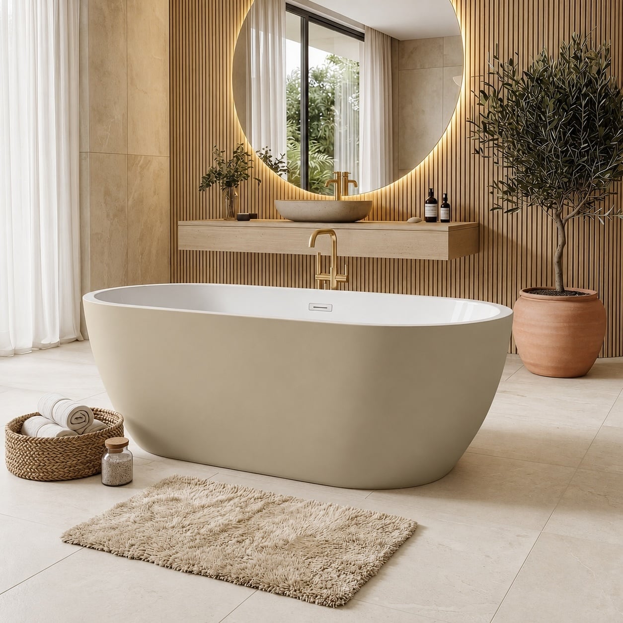 Badplaats Freistehende Badewanne Bahia 170 X 73 X 58 Cm Cashmere