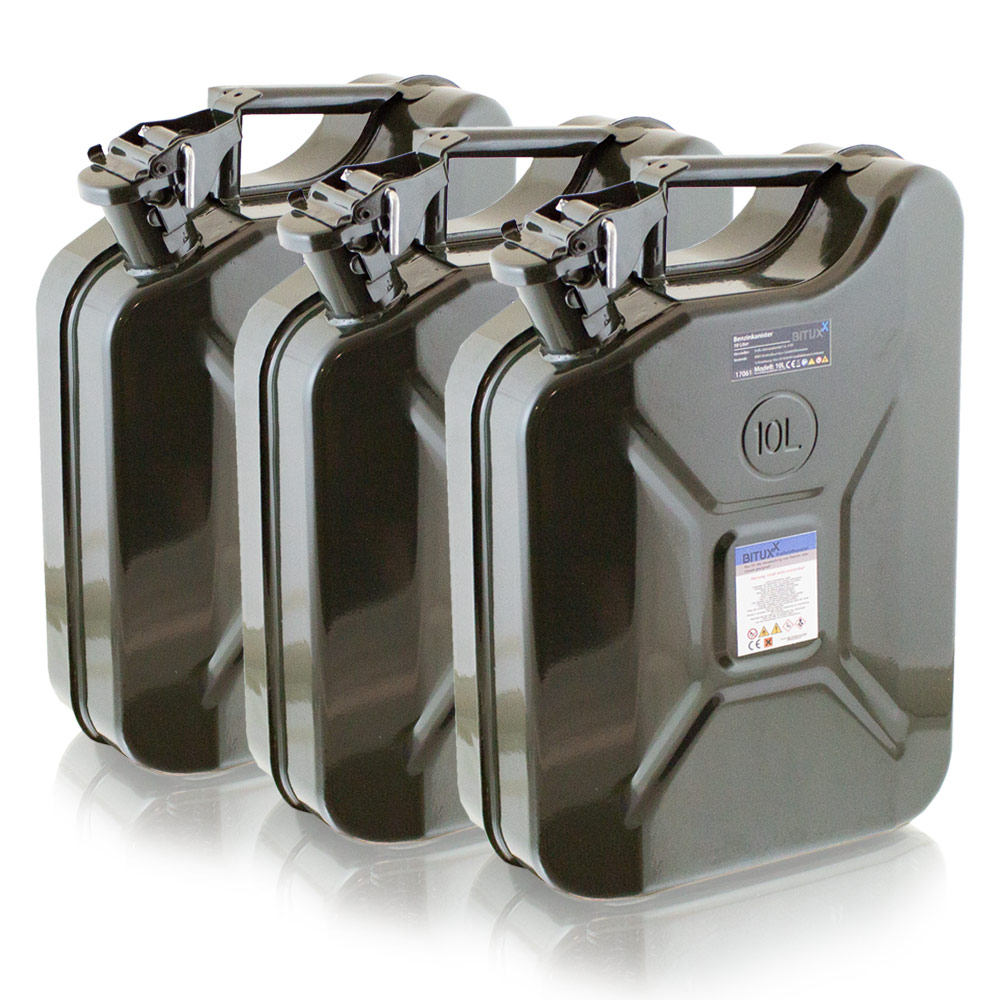 Bituxx - 3x 10 Liter Stahl Benzinkanister Kraftstoffkanister Kanister Un Zulassung