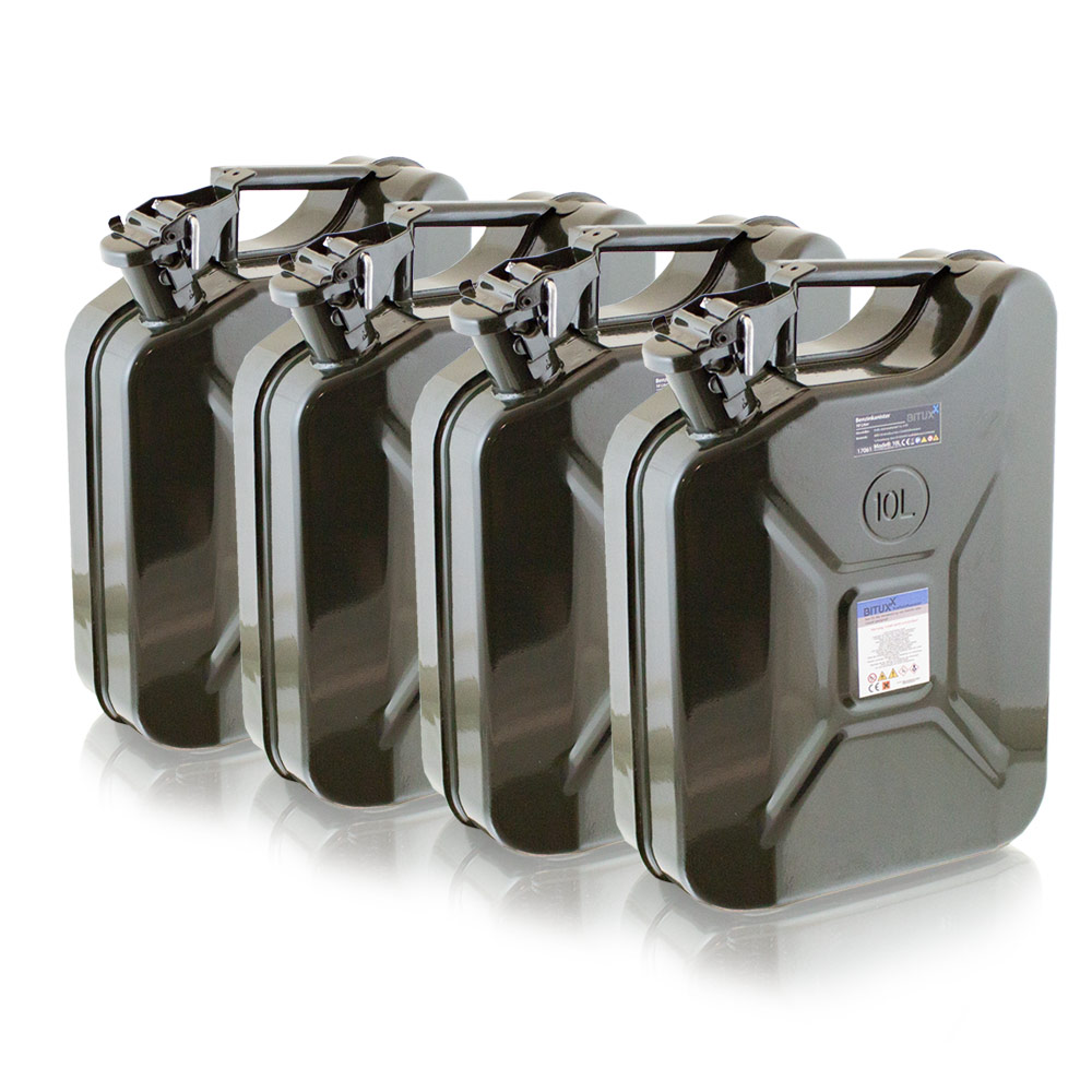 4x 10 Liter Stahl Benzinkanister Kraftstoffkanister Kanister Un Zulassung