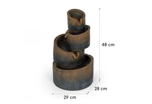 Mantua - Fontaine De Jardin D'Eau Solaire, 2,8 Watts, Autonomie 5h, Panneau Solaire 17,5 X 14 Cm, Extérieur-intérieur, Zen, 4 Cascades, Eclairage Led, Fonte - Blumfeldt