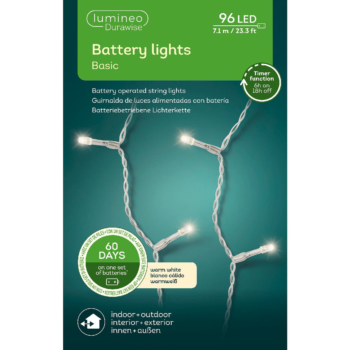 Durawise Basic-bel. Batt Außen 710cm-96l,transparent/wweiss