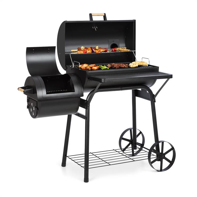 Klarstein - Beef Brisket Smoker Grill Holzkohlegrill/smoker Rostfreie Grillroste Aus Edelstahl Thermometer Im Deckel 2 Große Räder