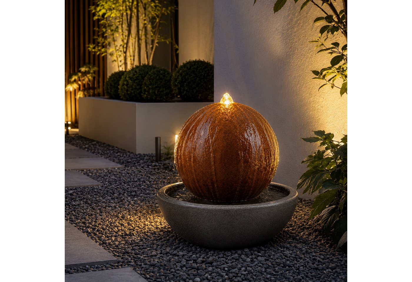 Köhko 30 Cm Kugelbrunnen 21008 Aus Edelstahl Mit Led-beleuchtung Und Harzbecken Bild 3