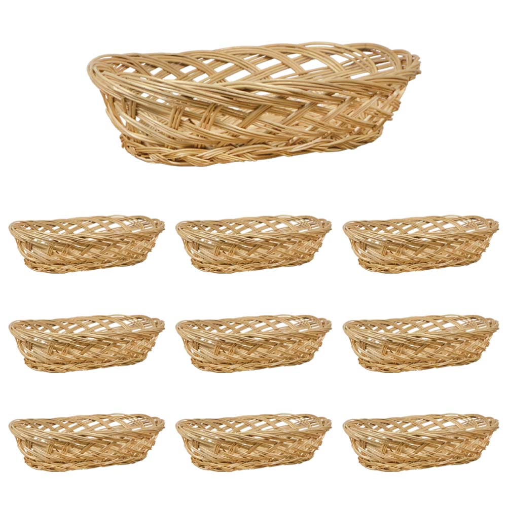 10 Handgewebte Ovale Brotkörbe, 25,5 X 22 X 8 Cm (höhe).