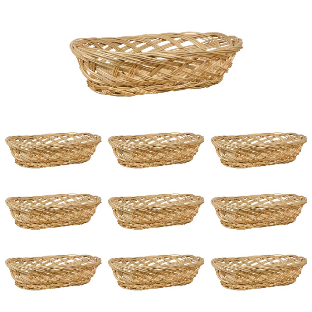 10 Handgewebte Ovale Brotkörbe, 25,5 X 17,5 X 8 Cm (höhe).
