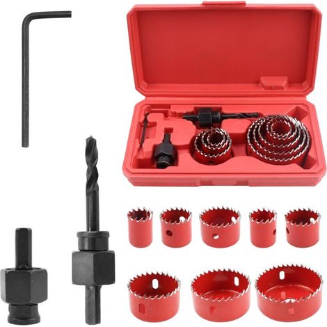 11-teiliges Lochsägen-set Für Holz – 19–64 Mm Kohlenstoffstahl + Bohrer – Für Holz/pvc/kunststoff