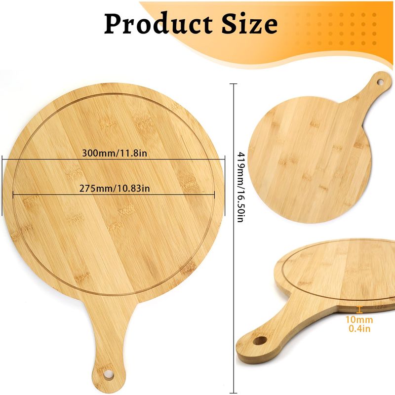 Pizzabrett Aus Holz – 1 Stück, 30 Cm Großes Pizzabrett Aus Holz Mit Griff – Für Focaccia/brot