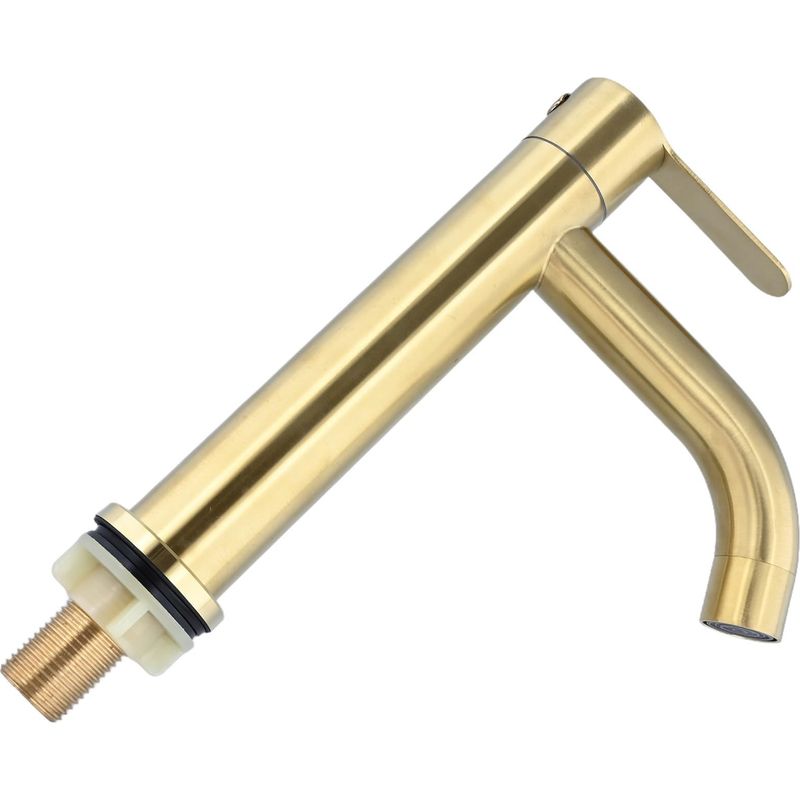 Einzelner Kaltwasserhahn Aus Gebürstetem Edelstahl Sus304 In Goldoptik Für Wc-waschbecken, Kleine Größe 180 X 115 X 80 Mm (s)