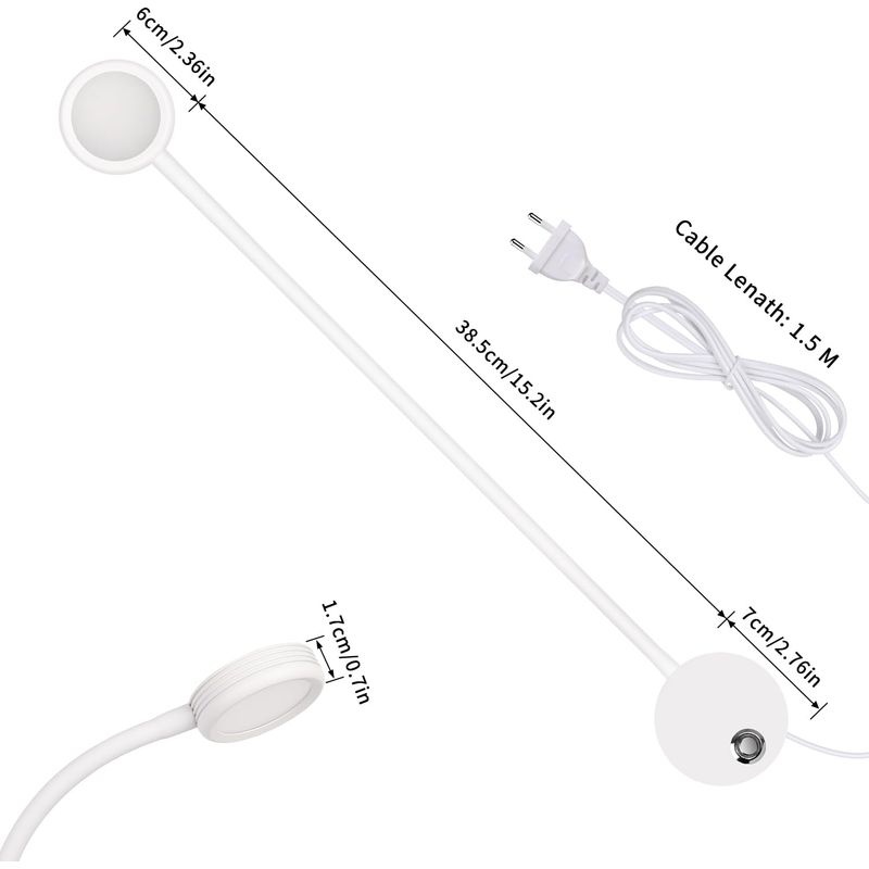 Led-wandleuchte, Tischleuchte Mit Verstellbarem Touch-knopf, 3000–6000 K Lichtfarbe, 4 W, 360° Flexibler Schwanenhals, Usb-ladeanschluss Für Bett Und Schlafzimmer