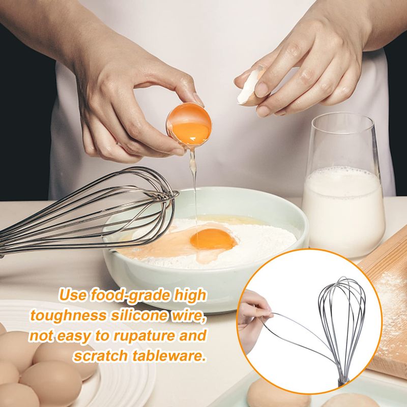 Küchenbesen + Silikonspatel/pinsel – 1 Set, Edelstahl 20,3 Cm + 25,4 Cm + 30,5 Cm – Transparent Zum Kochen, Mischen Und Schlagen