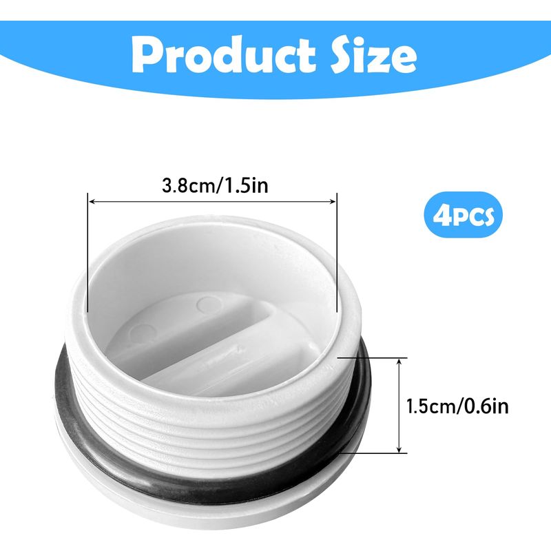 Winter-poolstopfen – 4 Stück, 1,5 Zoll Pvc-winter-poolstopfen Mit O-ring – Skimmerventil