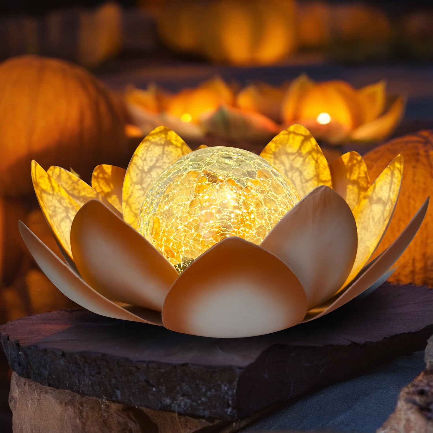 1 Solar-außenleuchte, Lotus-design, Warmweißes Led-licht, Garten-, Terrassen- Und Hofdekoration