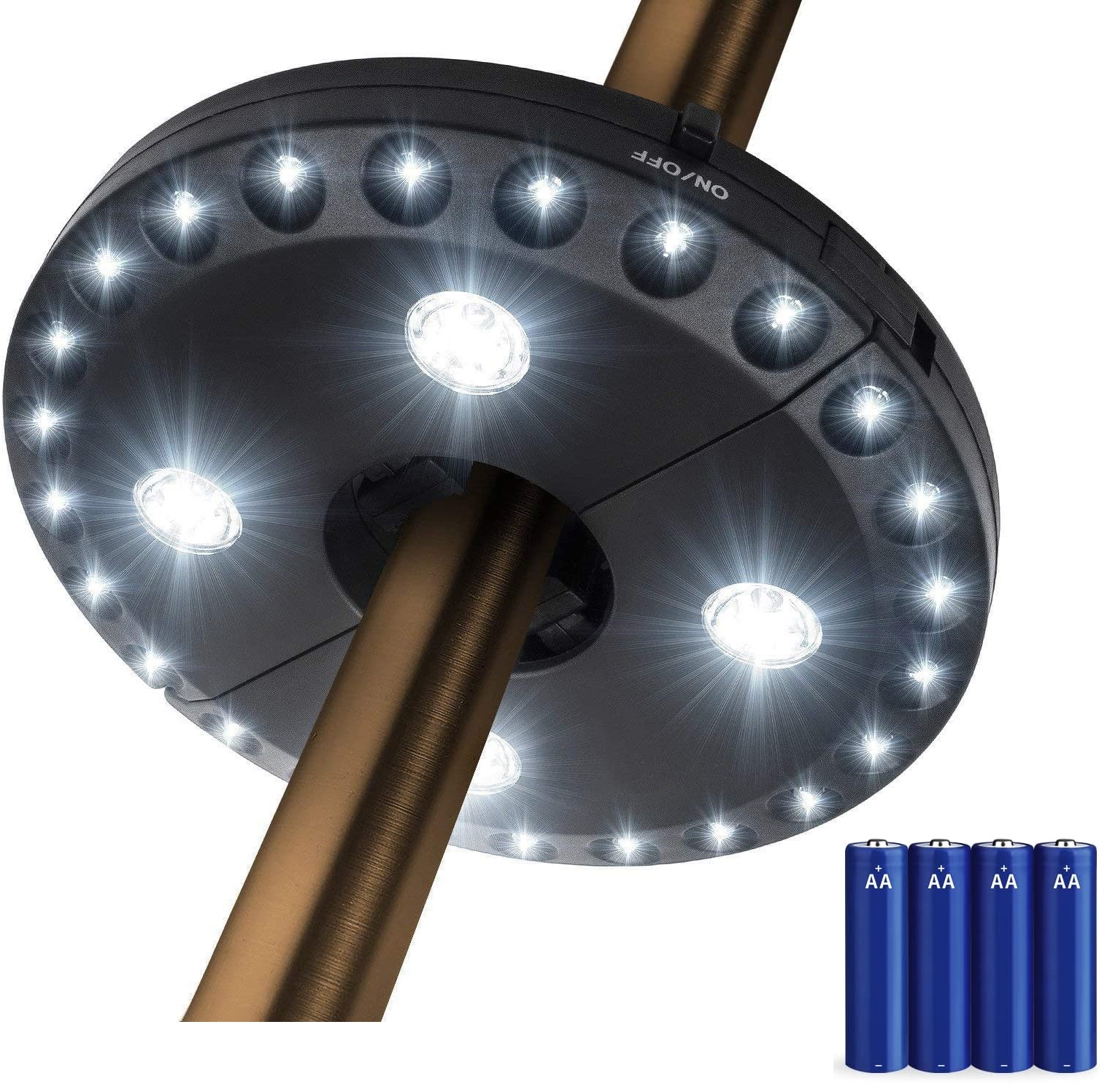 Sonnenschirmbeleuchtung Für Terrasse Und Garten, 3 Helligkeitsstufen, 28 Leds Mit 220 Lux – Benötigt 4 Aa-batterien, Leichter Stabschirm Für Terrasse, Camping, Zelte Oder Andere Outdoor-aktivitäten