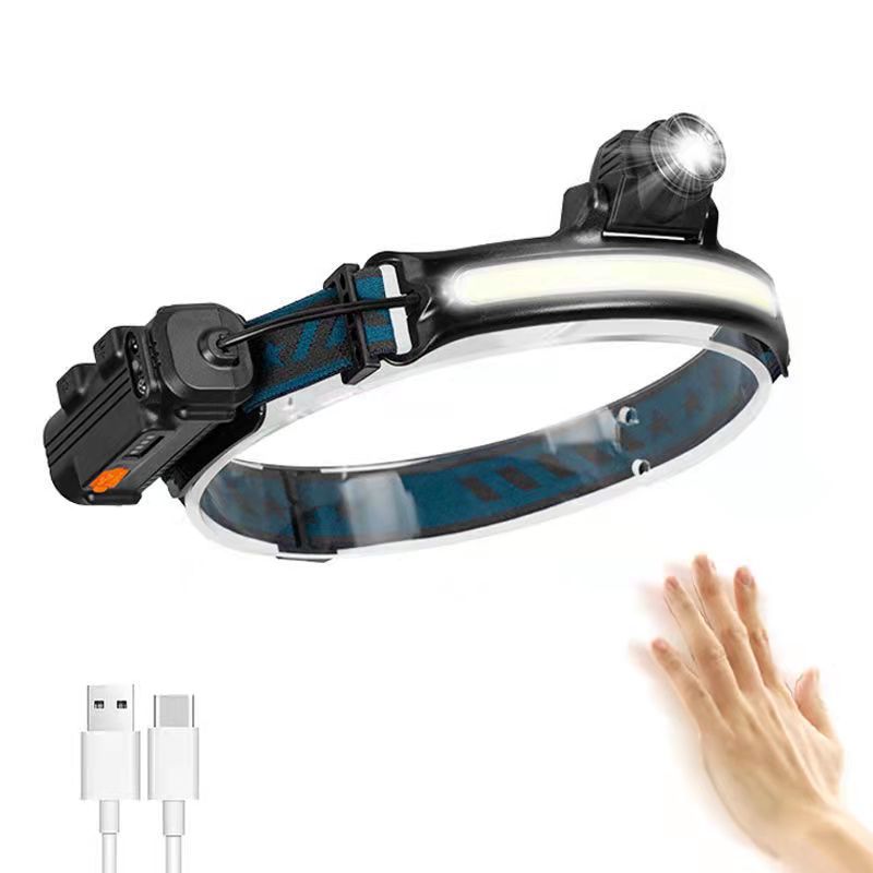 Stirnlampe, Wiederaufladbare Led-taschenlampe Per Usb, Ip65 Wasserdichte Zoom-stirnlampe Mit Empfindlichem Sensormodus Zum Angeln, Campen, Laufen Und Radfahren [energieklasse A++]