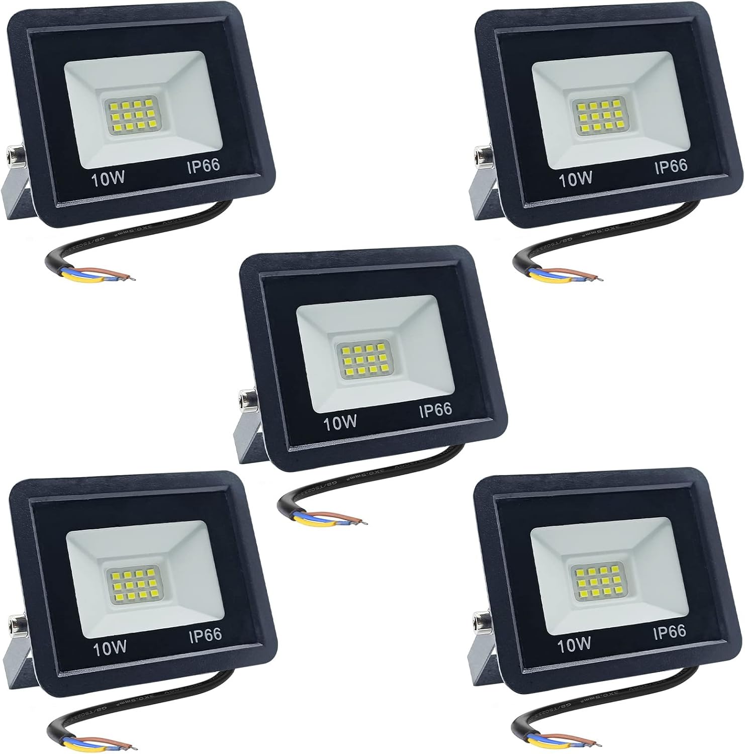 10-w-led-flutlicht, 850 Lm, Ip66 Wasserdicht, Superhell, Warmweiß 3000 K, Außenbeleuchtung Für Garten, Terrasse, Garage, 5 Stück