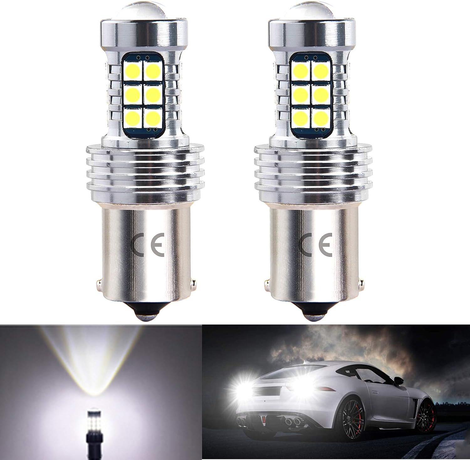 1156 P21w Ba15s 12v-24v Led-autolampe, 1200 Lumen Weiß 6500k, Mit Hd-linse, Geeignet Für Rückleuchten, Rückfahrscheinwerfer, Nebelschlussleuchten Usw. (2er-pack)