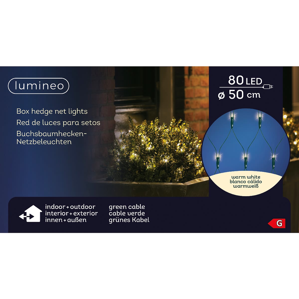 Lumineo Led Buchsbaumkugelnetz Ø 50 Cm 80 Lichter Warmweiß