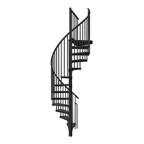 Wendeltreppe Aus Metall 12 Stufen - Erreichbare Höhe 2.28 Bis 2.82m - Durchmesser 160cm - Schwarz - Rondo160-nn/12