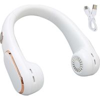 Leiser, Klingenloser Nackenventilator Mit 4 Geschwindigkeitsstufen, Usb-aufladbar, 2400-mah-akku, Digitales Led-display, Tragbare Freisprechfunktion, Weiß