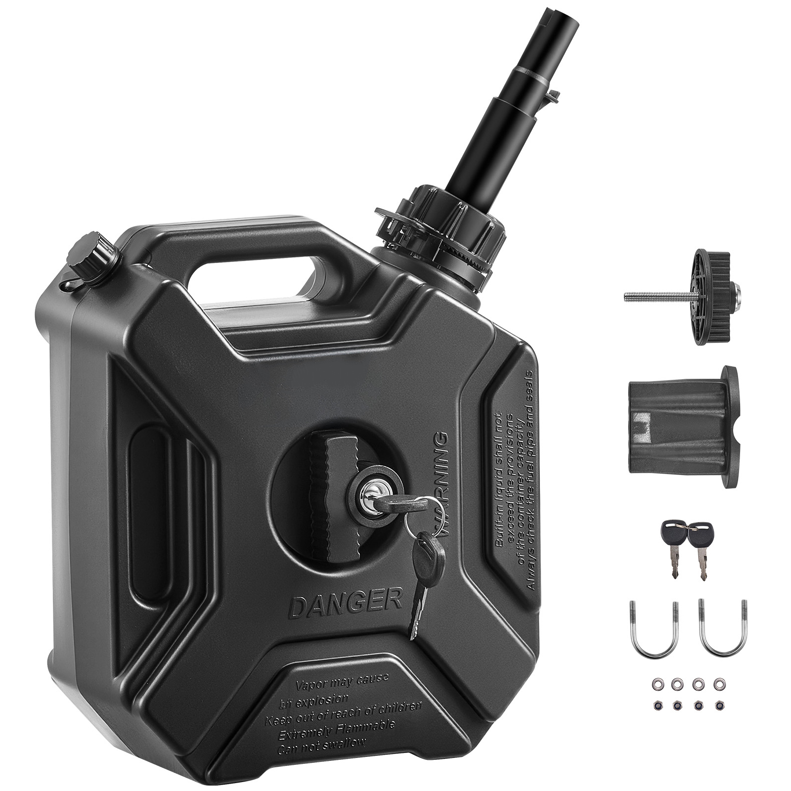 Mophorn Kraftstoffkanister 5 L, Benzinkanister Mit Ausguss Und Verschließbarer Halterung, Maximale Durchflussrate Von 15 L/min, Flüssigkeitsbehälter Für Autos, Motorräder, Atvs Und Utvs, Schwarz