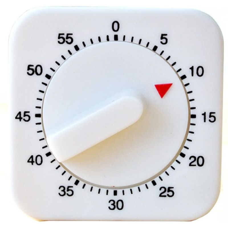 Mechanischer 60-minuten-timer (quadratisch) – Optischer Kochtimer Mit Akustischem Alarm – Batterieloser Betrieb – Weiß