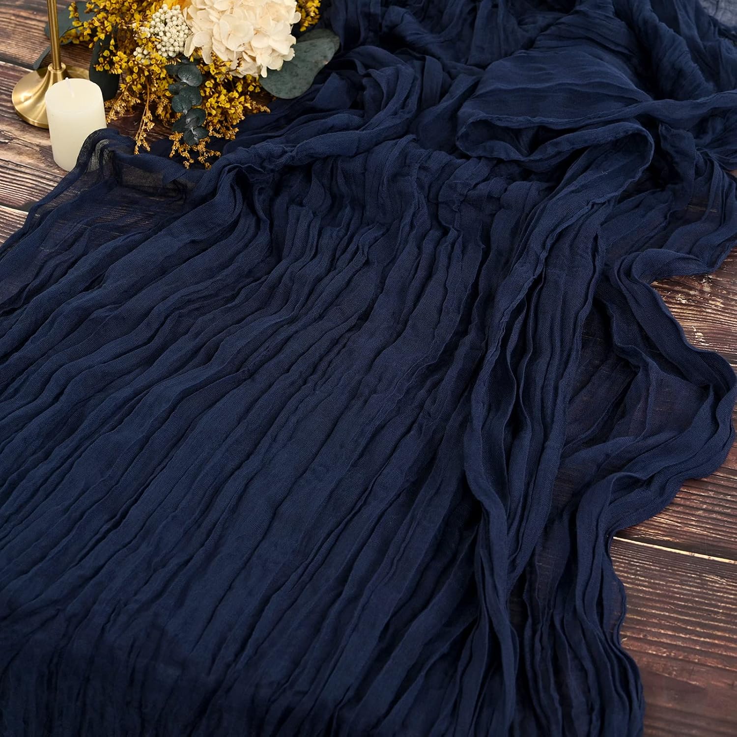 Set Mit 2 Tischläufern In Royal Navy Blue Etamine, 90 X 300 Cm Aus Rustikalem Gaze-stoff, Tischdekoration Für Hochzeiten, Feiern Und Brautpartys