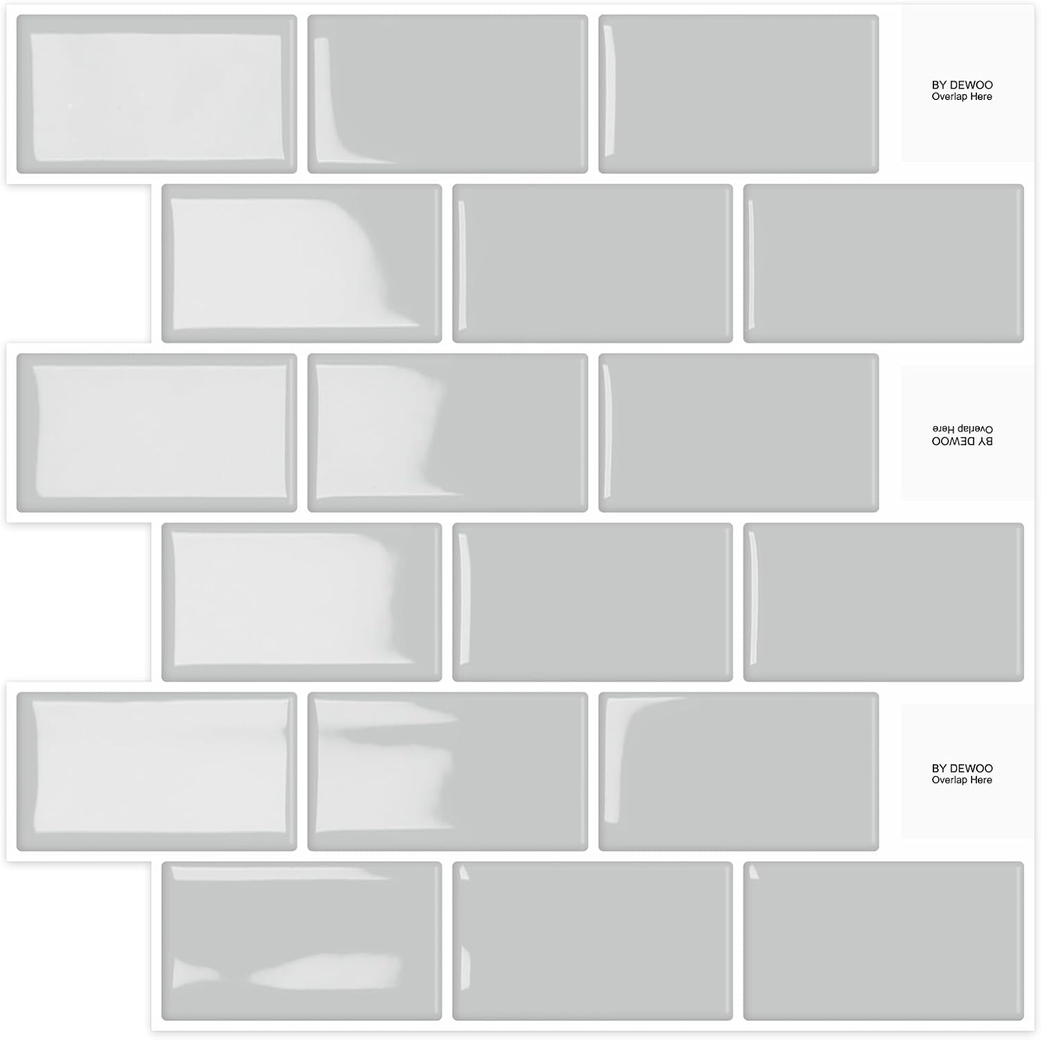 Selbstklebende Küchenrückwand-aufkleber, Metro-fliesen-aufkleber, Selbstklebende Wandfliesen Für Badezimmer, Grau (10 Stück, 30,5 X 30,5 Cm)
