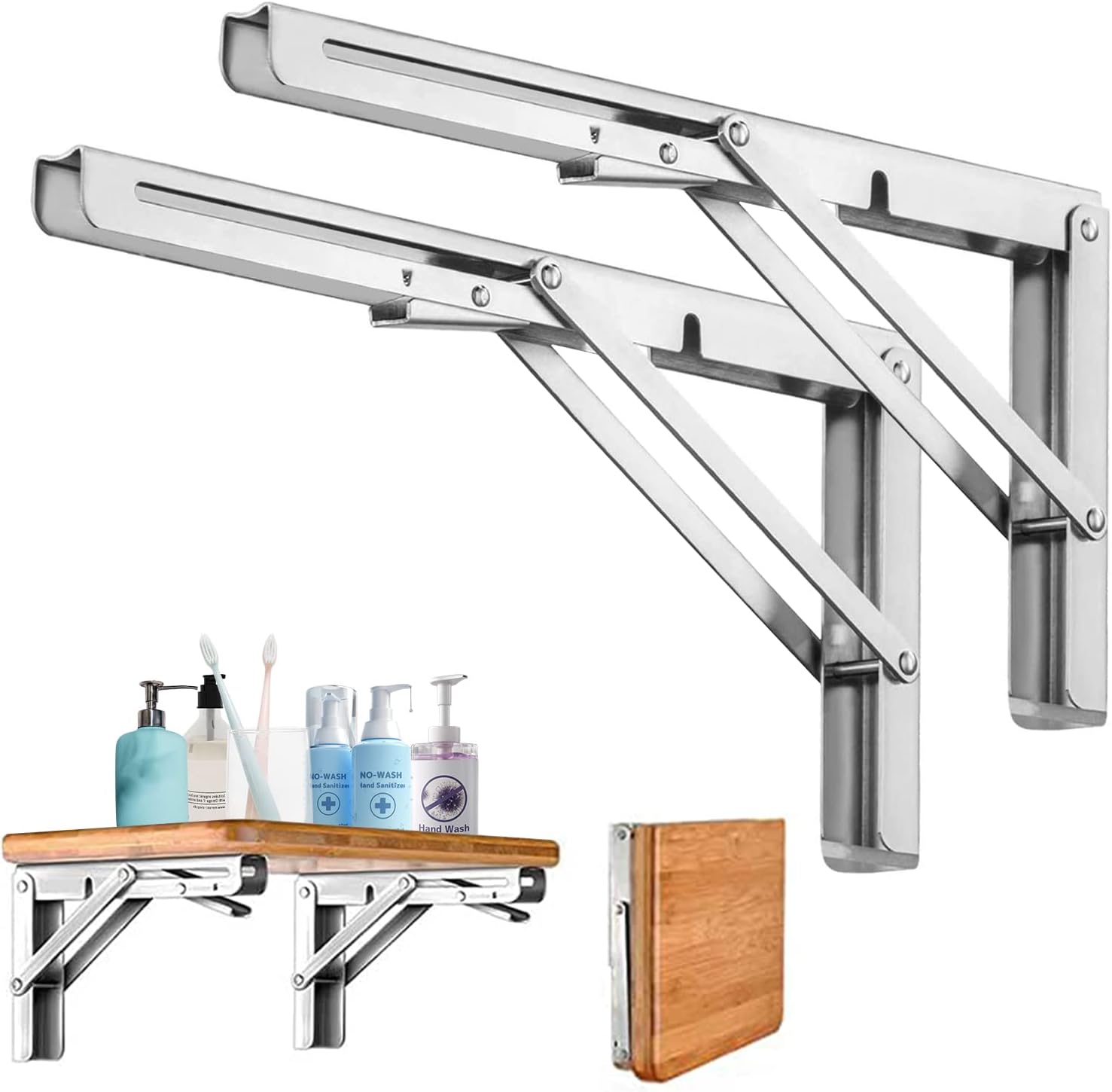 Klappbarer Regalträger 500 Mm, 2er-set, Halterung Aus Edelstahl 304, Für Wandregale, Garage, Küche Und Garten