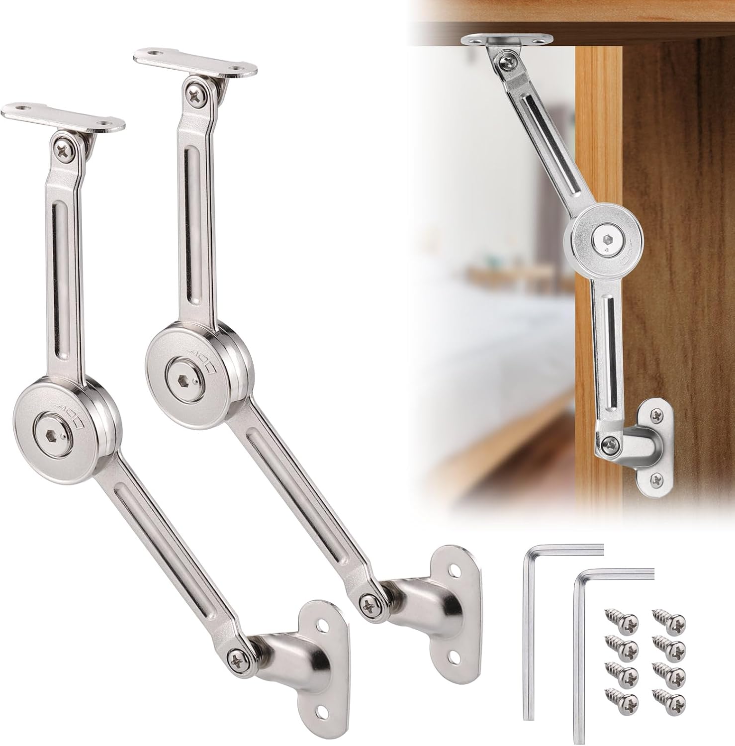 2 Stück Deckelstützscharniere Mit Befestigungsmaterial, Stützscharniere Für Schränke, Kleiderschränke Und Regale, A
