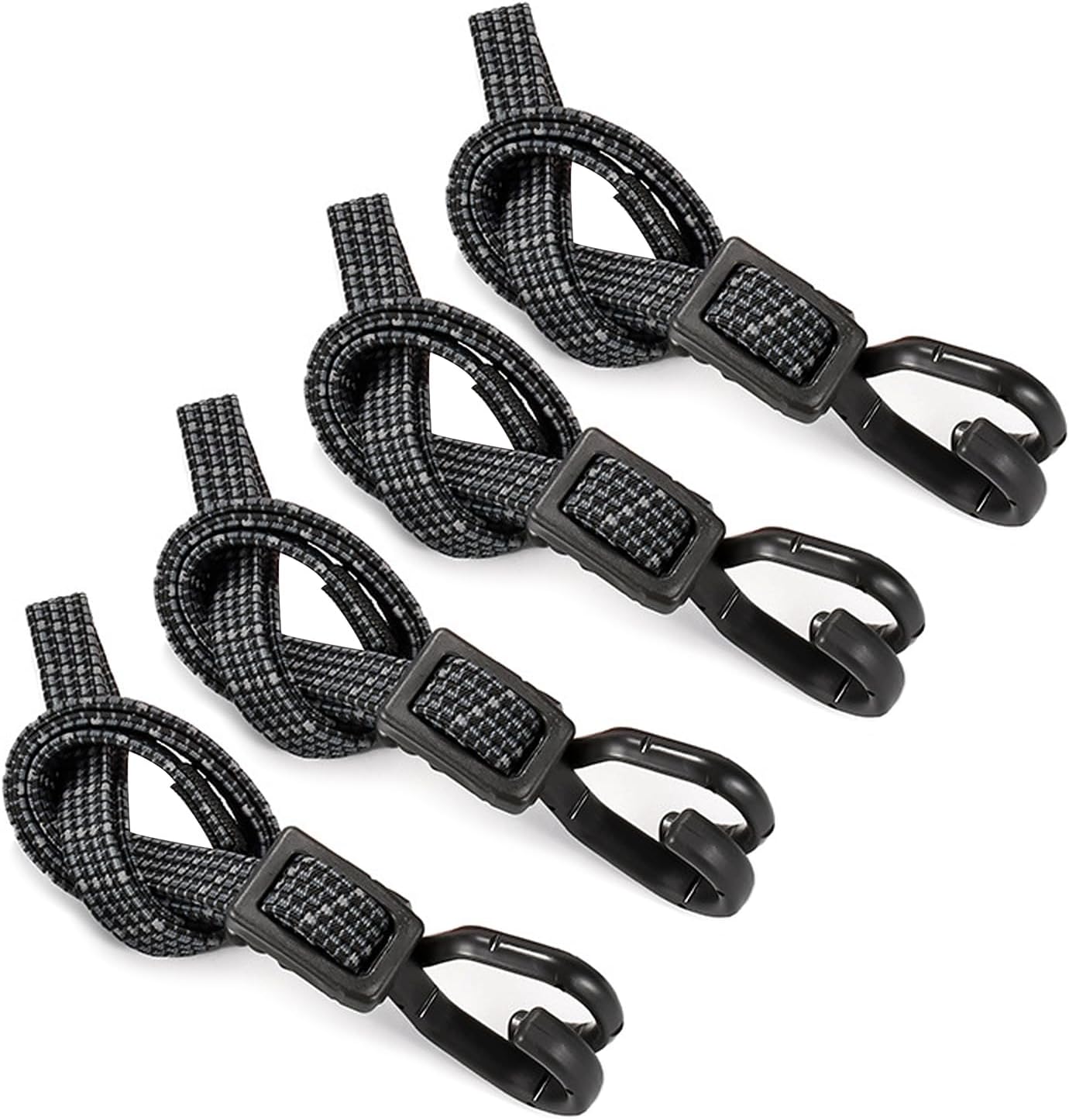 Set Mit 4 Elastischen Bungee-seilen Mit Haken, 100 Cm Verstellbare Gummibänder, Flache Gummiseile Zum Sichern Von Ladungen, Gepäck, Fahrrädern, Campingausrüstung, Zelten Und Planen