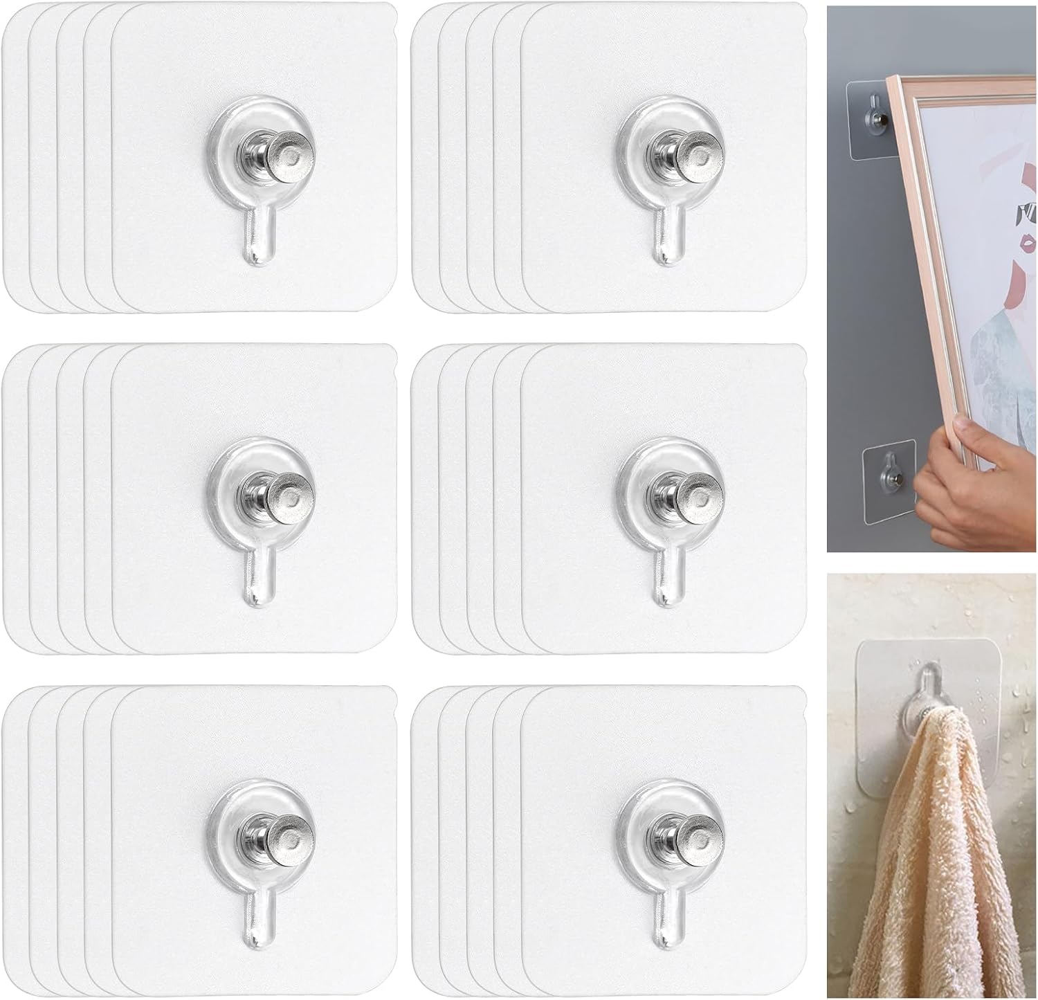 Set Mit 30 Transparenten, Selbstklebenden, Bohrfreien Haken Für Bilder, Poster, Fotos, Dekorationsbilder, Bilderrahmen, Wandbefestigung, Maximale Traglast: 10 Kg