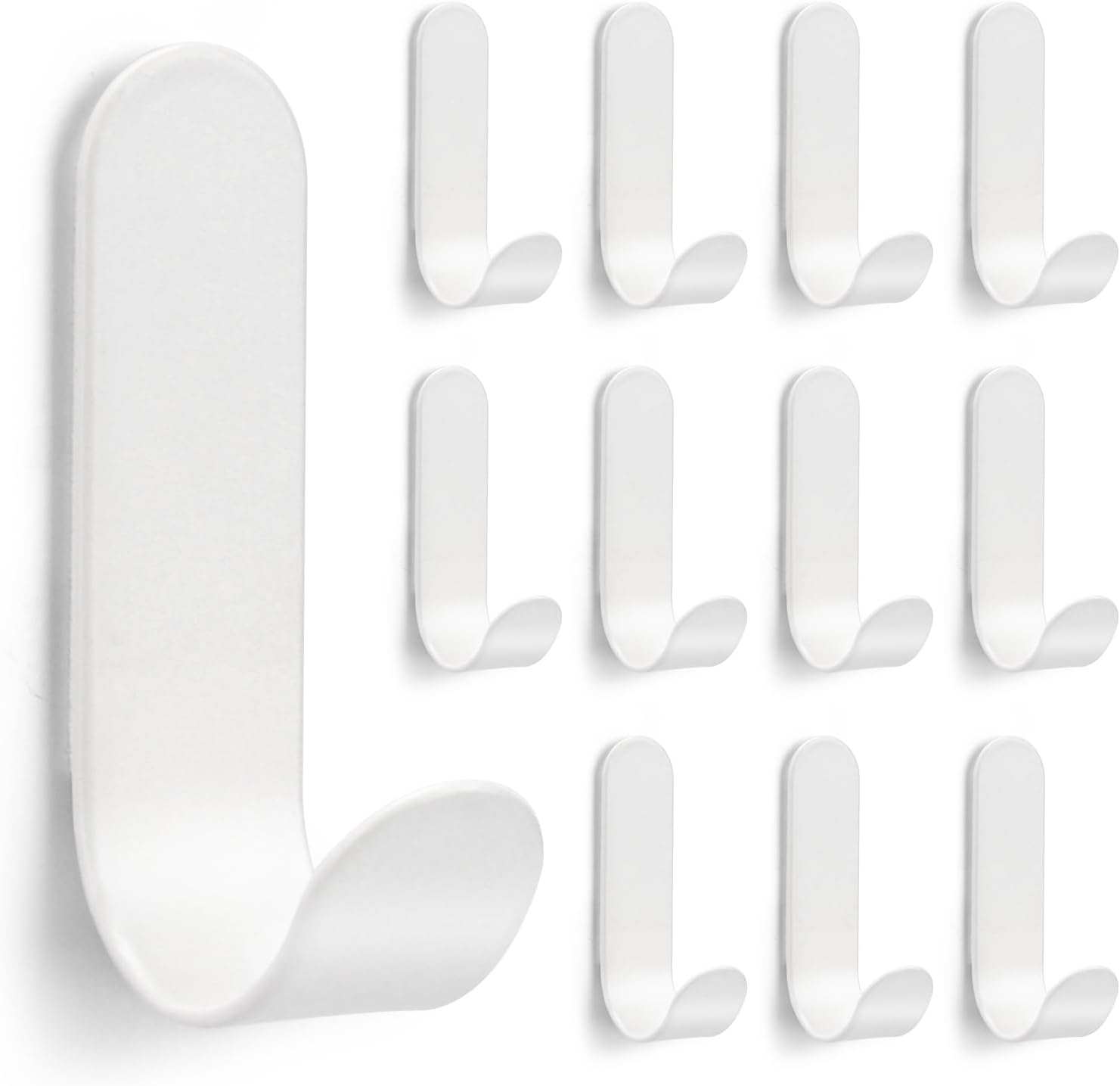 Set Mit 12 Klebehaken – Edelstahl – Kein Bohren Erforderlich – Für Bad- Und Küchenhandtücher – Weiß