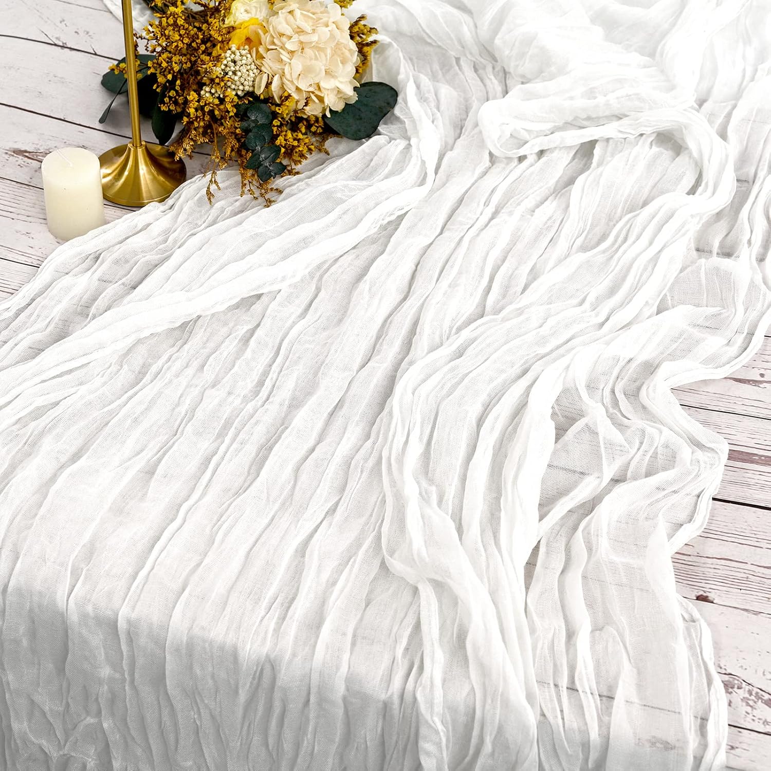 Set Mit 2 Weißen Etamin-tischläufern, 90 X 300 Cm Aus Rustikalem Gaze-stoff, Tischdekoration Für Hochzeiten, Tischdecken Für Hochzeitsfeiern, Brautpartys, Tischdekorationen
