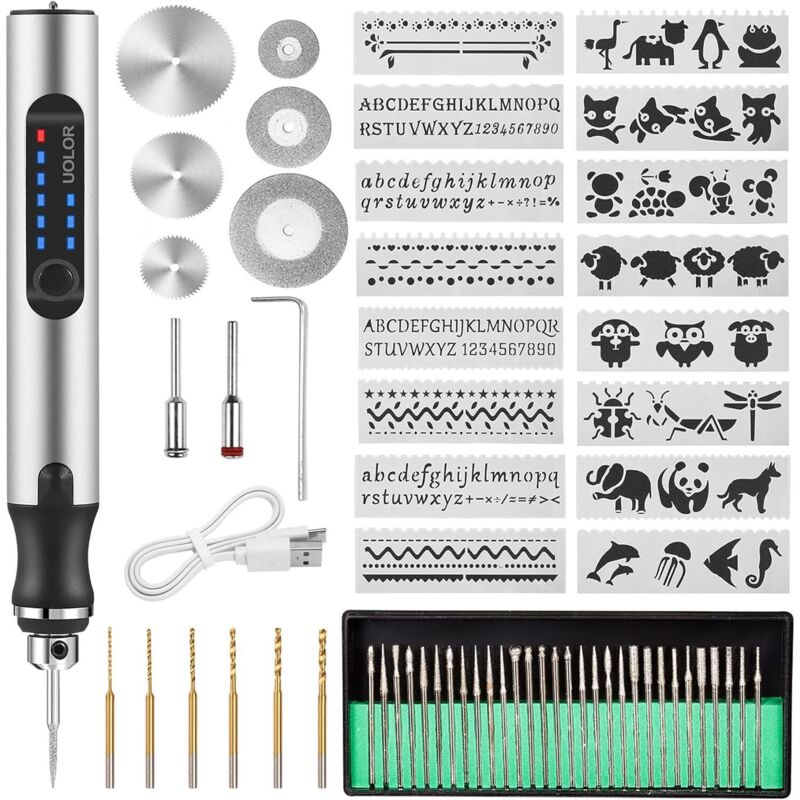 Amxcnoy Usb-wiederaufladbarer Elektrischer Gravierstift – Einstellbare Geschwindigkeit 5000-18000 U/min – Zum Gravieren Von Metall, Holz, Glas, Kunststoff, Keramik