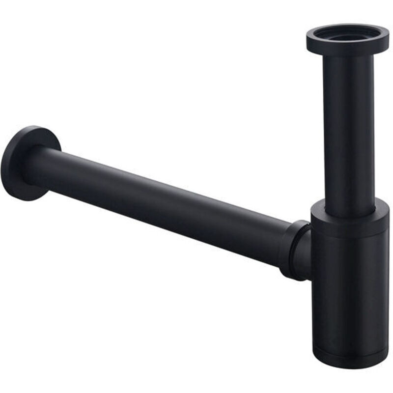 Amxcnoy Universeller Design-siphon Für Waschbecken Und Spülbecken - Schwarz - Mit Reinigungsöffnung - Design-siphon - Rohrsiphon.