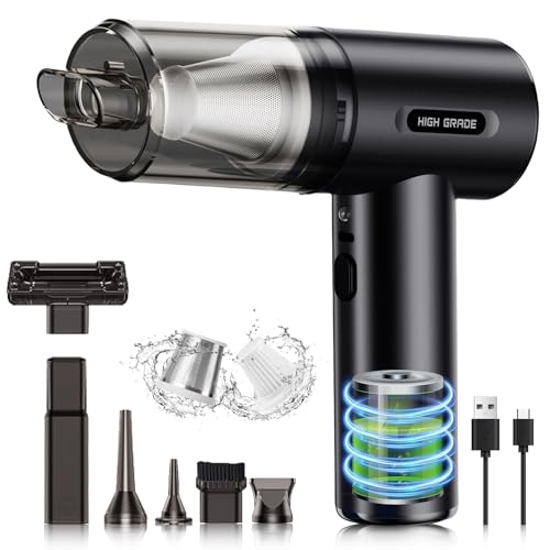 Amxcnoy Leistungsstarker Autostaubsauger, 2000 Pa Akku-handstaubsauger, 4-in-1-handstaubsauger, Doppelfiltration, Leicht Und Wiederaufladbar, Mini-staubsauger Und Gebläse Mit Hepa-filter Für Pc Und Au