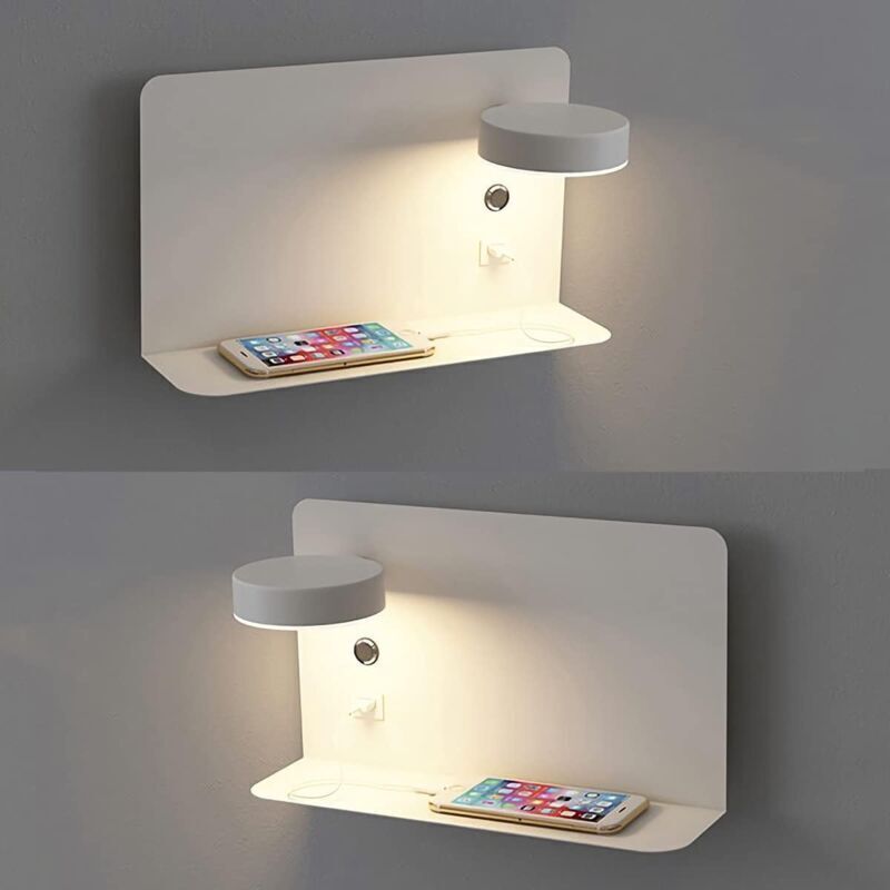 Amxcnoy 2er-pack 12w Led-wandleuchten, Verstellbar, Mit Usb-ladefunktion, 3 Farbtemperaturen, 330°-drehung, Moderne Wandleuchte Mit Innenschalter, Weiße Leselampen [klasse