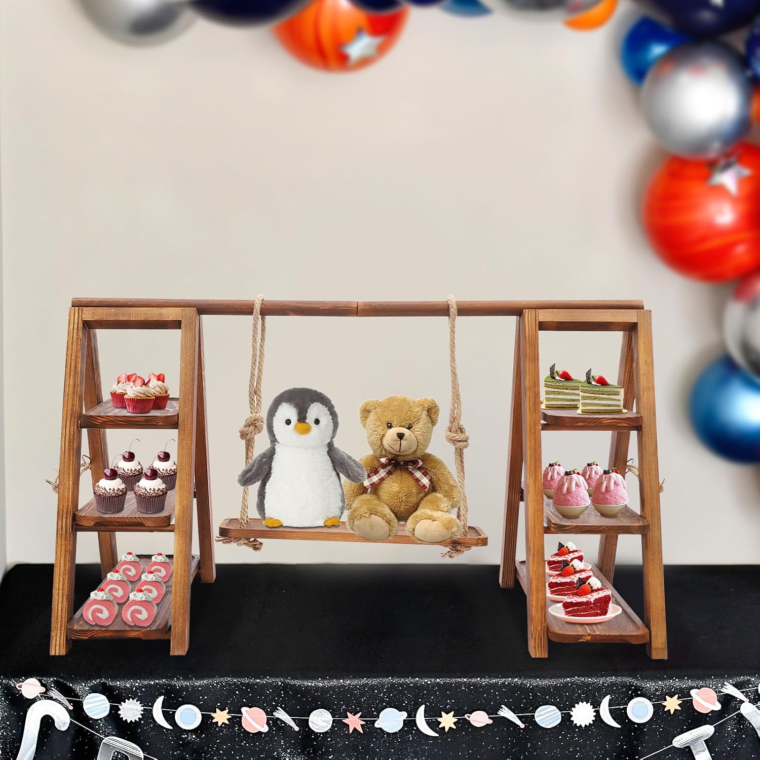 Hölzernes Dessertständer 3 Etagen Cupcake-ständer Hölzerner Dessertständer Leiter Cupcake-stand Für Hochzeiten, Jubiläen, Geburtstagsfeiern