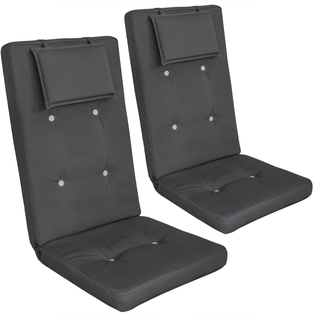 2x Stuhlauflage Hochlehner + Kopfkissen Creme/anthrazit Anthrazit - Detex
