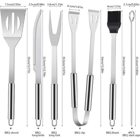 Grillbesteck-set, 9-teilig, Aus Edelstahl, Inklusive Aufbewahrungsbox, Pfannenwender, Gabel, Zange, Messer, Spieße Und Bürste, Für Outdoor-aktivitäten, Camping Und Garten.