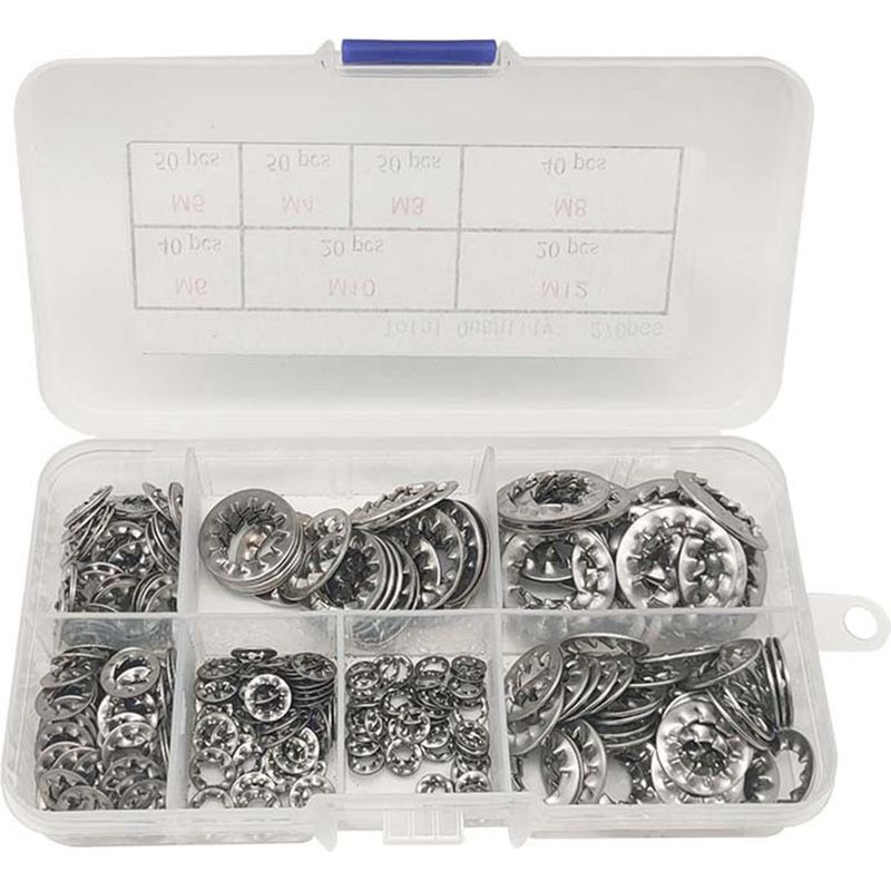 Packung Mit 270 Edelstahl-sternscheiben Mit Innenverzahnung 304-7, Größen M3 M4 M5 M6 M8 M10 M12