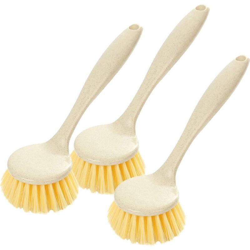 3er-set Spülbürsten Mit Langem Griff Und Rundem Kopf, Reinigungsbürste Für Küche, Geschirr, Töpfe Und Pfannen, Kunststoff, 21,5 X 6 Cm
