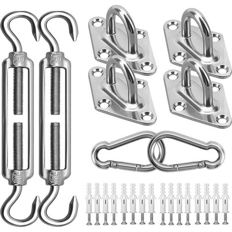 Montageset Für Sonnensegel, 304 Edelstahl, 15 Cm, Zur Montage Rechteckiger Und Dreieckiger Sonnensegel Für Terrassen Und Gärten, 6 Zoll