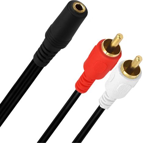 Audio-adapterkabel, 3,5-mm-klinkenbuchse Auf Cinch-stecker, Schwarz, 0,2 M Länge