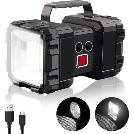 Wiederaufladbare Led-taschenlampe Mit 10000 Mah, 1200 Lm, Extrem Langer Standby-zeit, Hoher Leistung, Wasserdichter Campinglaterne, 7 Modi, Superheller Led-suchscheinwerfer Mit Usb-powerbank-ausgang [